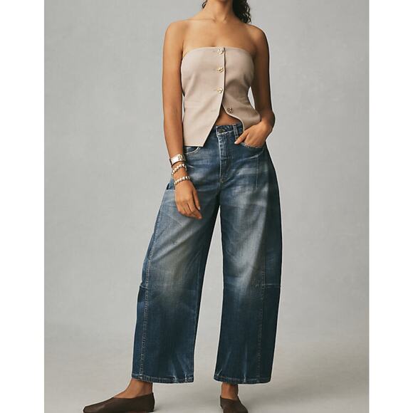 New w/tags Anthropology Pilcro Barrel Leg Kenna Mid Rise Heritage jean size 28 - Picture 2 of 12